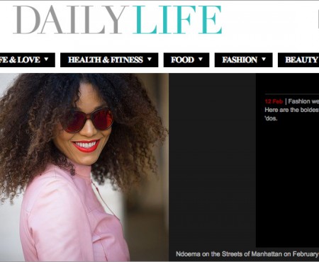 The Global Girl Press: Ndoema rocks red mirrored cat eye sunglasses in Daily Life Australia - New York Fashion Week