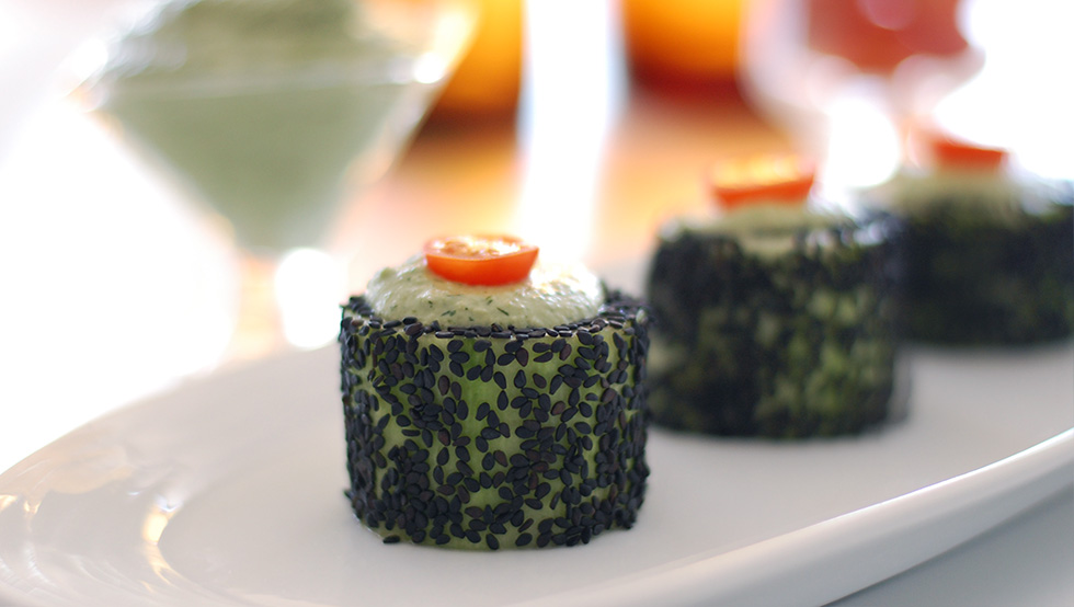 Cucumber Rolls with Herbed Cashew Cheese