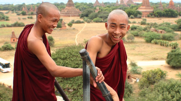 The Global Girl Travels: Burmese Monks at Shwe Sandaw Paya Padoda in Bagan, Myanmar.