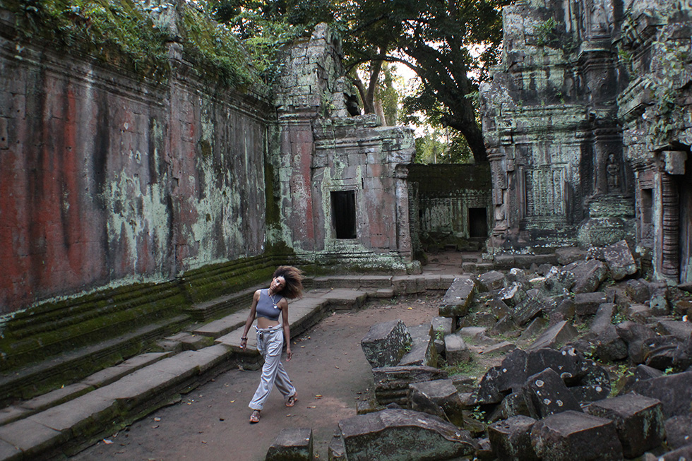 The Global Girl Travels: Ndoema at Ta Prohm's jungle temple in Cambodia