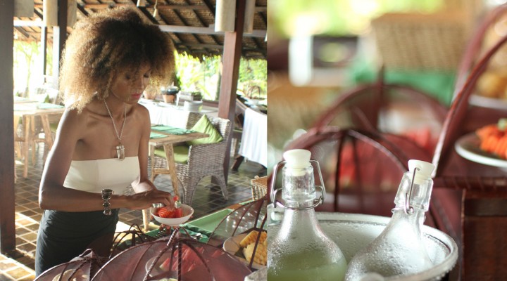 The Global Girl Travels: Ndoema enjoys a tropical breakfast at Glamping Hub's eco-chic beachfront resort in Koh Yao Noi, Thailand.