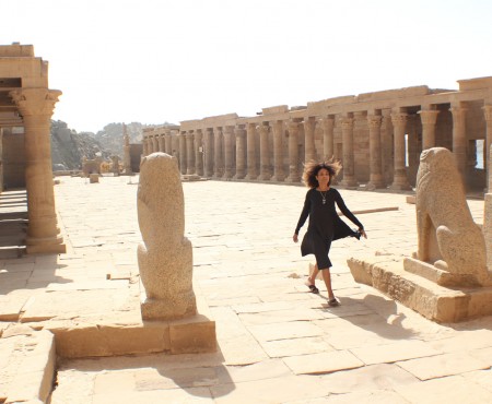 The Global Girl Travels: Ndoema at the Philae Temple in Aswan, upper Egypt.