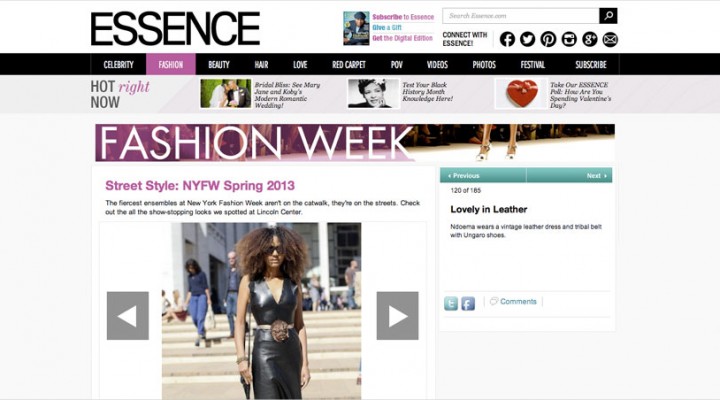 Ndoema The Global Girl featured in Essence Magazine arriving at the Lincoln Center during New York Fashion Week.