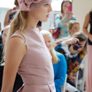New York Fashion Week: Nina Skarra Spring 2013 Runway. Vintage pink dress and twenties inspired hairband