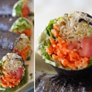 Raw Vegan Recipe: No-Rice Raw Vegan Sushi with Basil and Jalapeño Cashew Dip